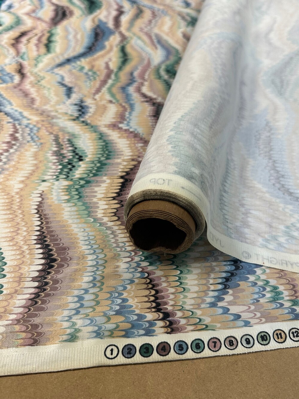 Jay Yang Design Multicolor Upholstery Drapery Fabric Marbled Wavy 55"